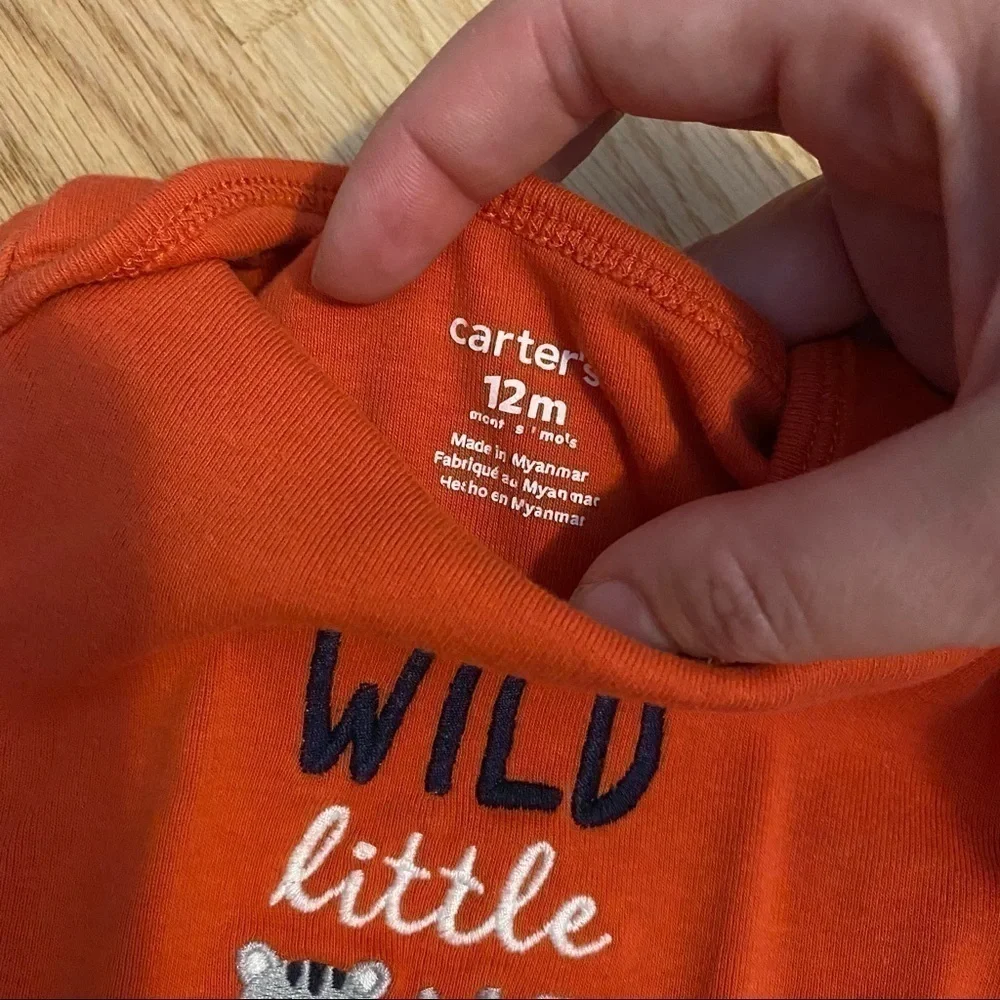Carter’s 12 months Boy Onesie Bundle Blue Sports Orange Wild One Gray Striped